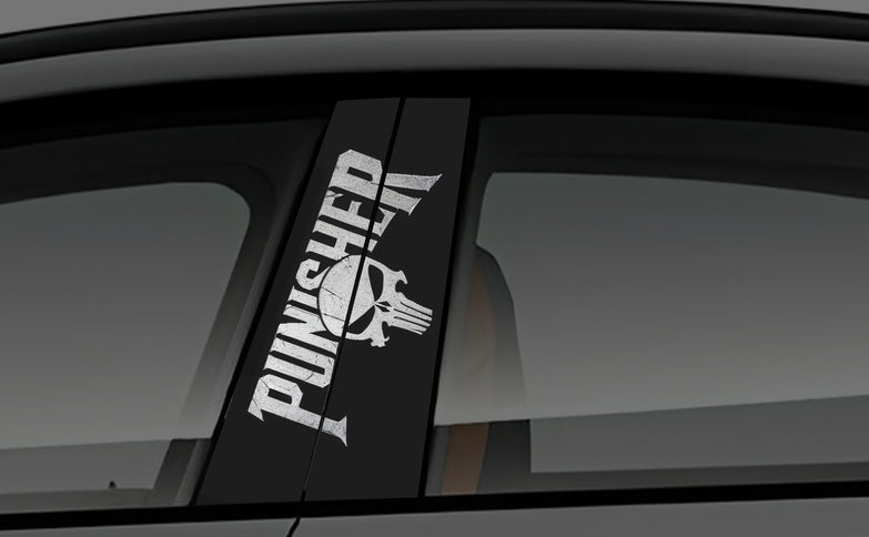 Punisher window pillar wrap for cars